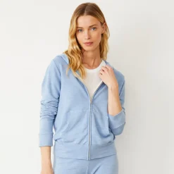 MONROW Supersoft Zip Up Hoody SOFTBLUE Discount